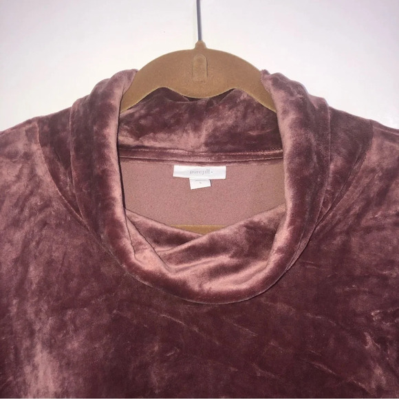 Purejill Sweater Tunic Velour L Cowl Neck Pinkish Purple Pullover Long Sleeves - Picture 7 of 9